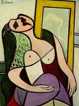 パブロ・ピカソ Painting - 鏡を持って眠る人 マリー・テレーズ・ウォルター 1932年 パブロ・ピカソ